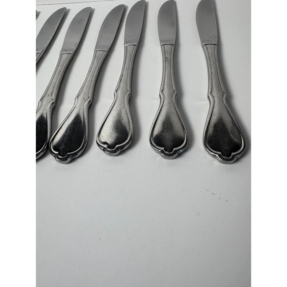 Rostfrei Stainless Steel Dinner Knives Set of‎ 8 Scalloped Handle Serrated Blade